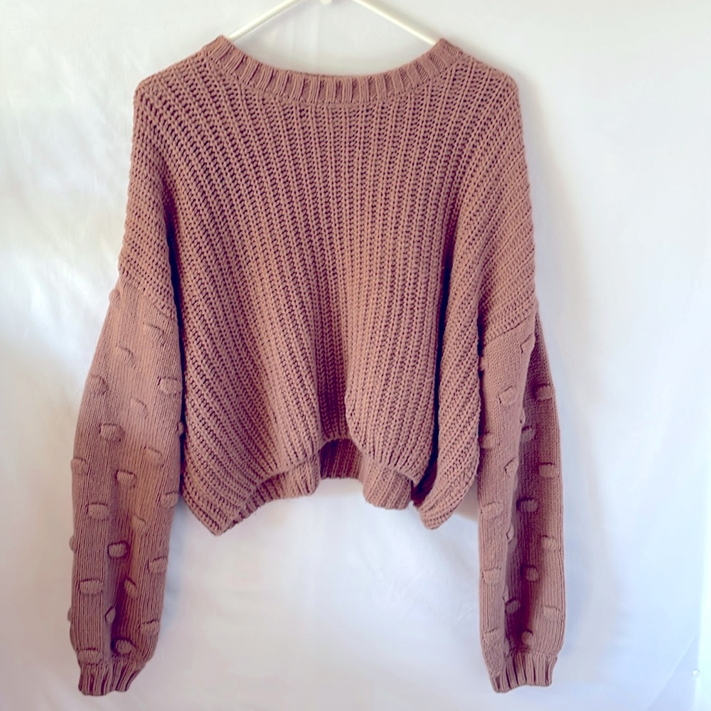 Moon & madison chunky knit‎ brown sweater with raised polka dots size medium